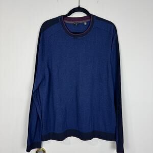 Ted Baker Men's Wool Blue & Burgundy Crewneck Sweater Size 7